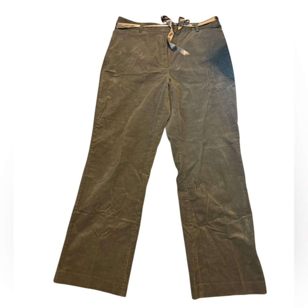 Van Heusen Women's Corduroy Trousers with Ribbon Belt Taupe Brown Size 16